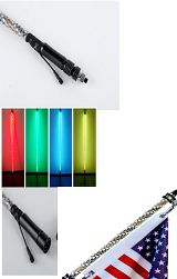 LED RGB Wrapped Whip Antenna 12 Volt DC RF Remote