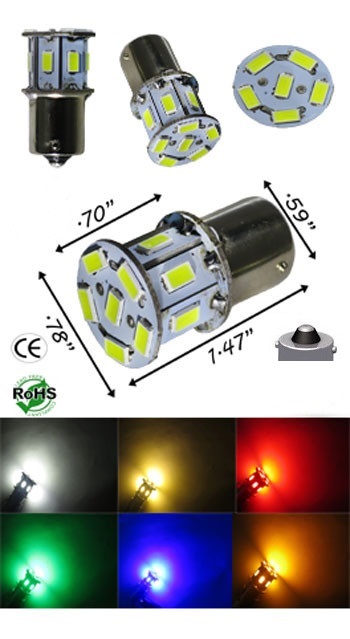 13 LED 24 Volt AC 2.6 Watt 360 Degree BA15S LED Bulb - Automotive