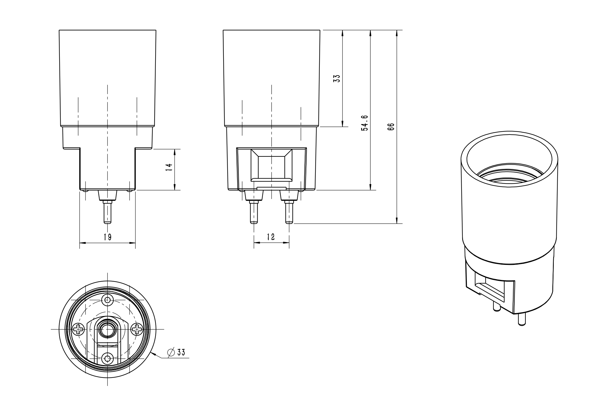 G12 male to E26 Female Socket Converter Adapter