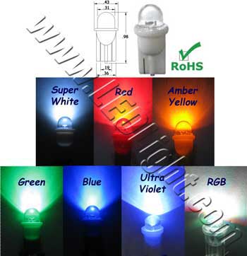 194 Miniature Wedge LED Bulb Short Round 6 To 12 Volts DC