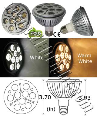 PAR30 Nine 1 Watt LED Light Bulb 85-265 VAC E27 Degree - Household - LEDLight