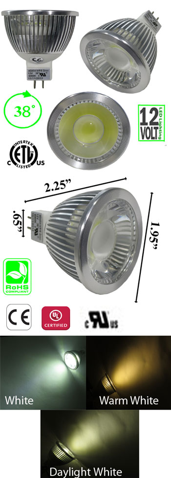 5 Watt 12V AC DC GU5.3 Dim-able - Low Voltage LEDLight