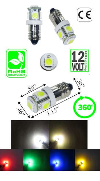 steenkool Zeug Sophie 1487 LED Bulb E10 Base 12 Volt DC 1.5 Watt Dim-able 5 SMD - Automotive -  LEDLight