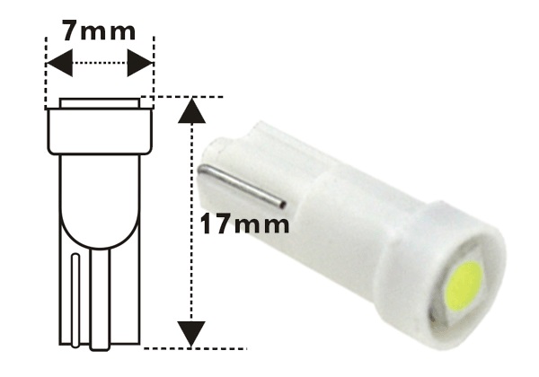 Miniature Wedge T5 3528 SMD LED Bulb T1-3/4 6 VDC