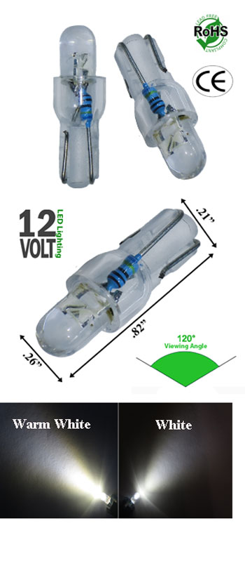 T6.5 Wedge 1 LED Round Top 12 Volt