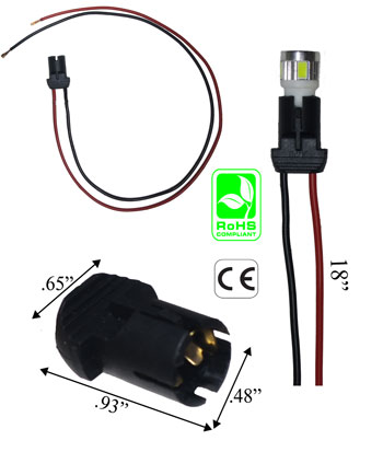 T10 Wedge Base Socket 12V LED Connector for Auto, RV, Sidemarker Light  Rubber