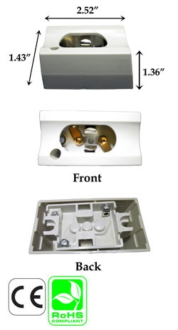 S14D Female socket, surface mount. CE and Rohs listed. Great for cabinets, display case.