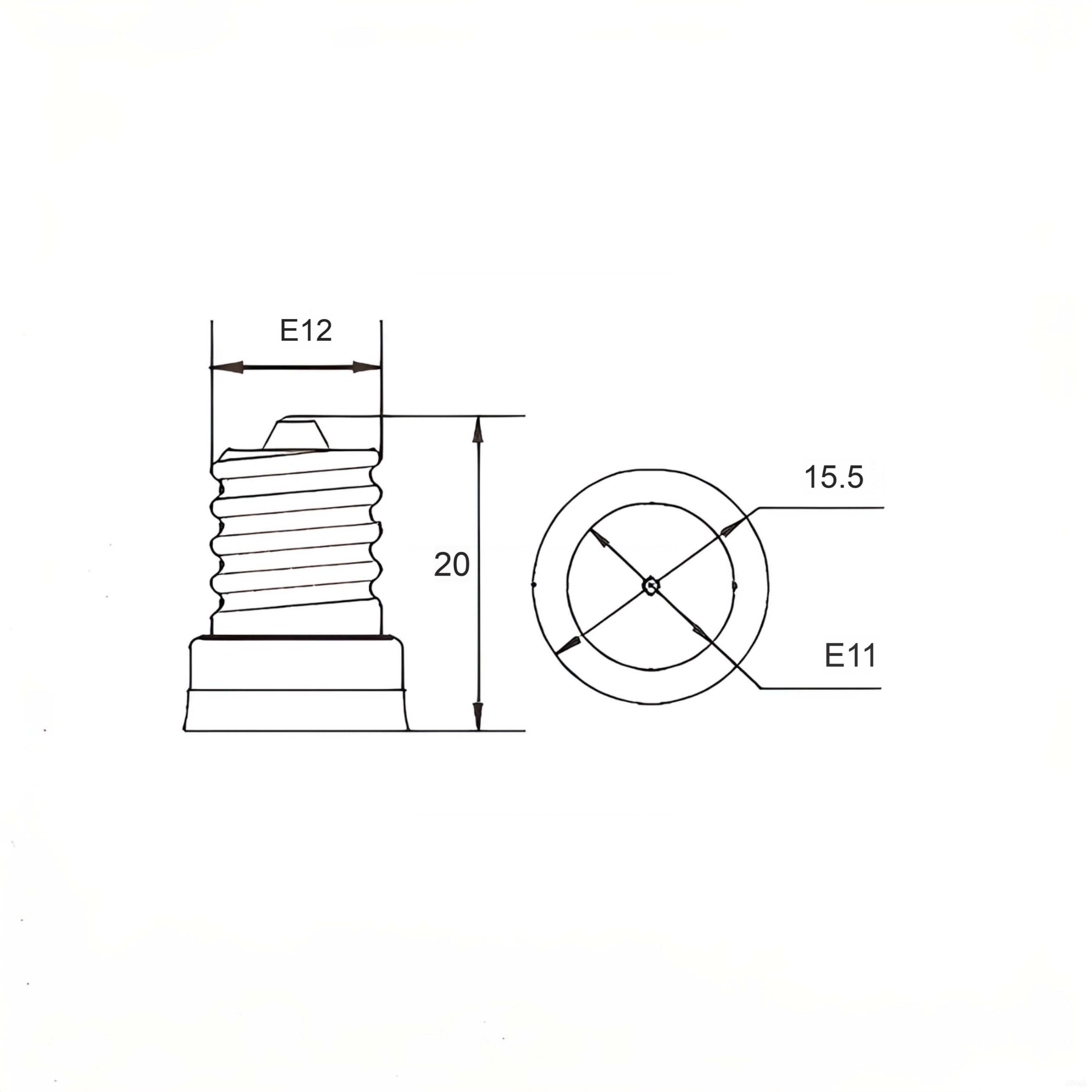 E12 male To E11 female Adapter Converter