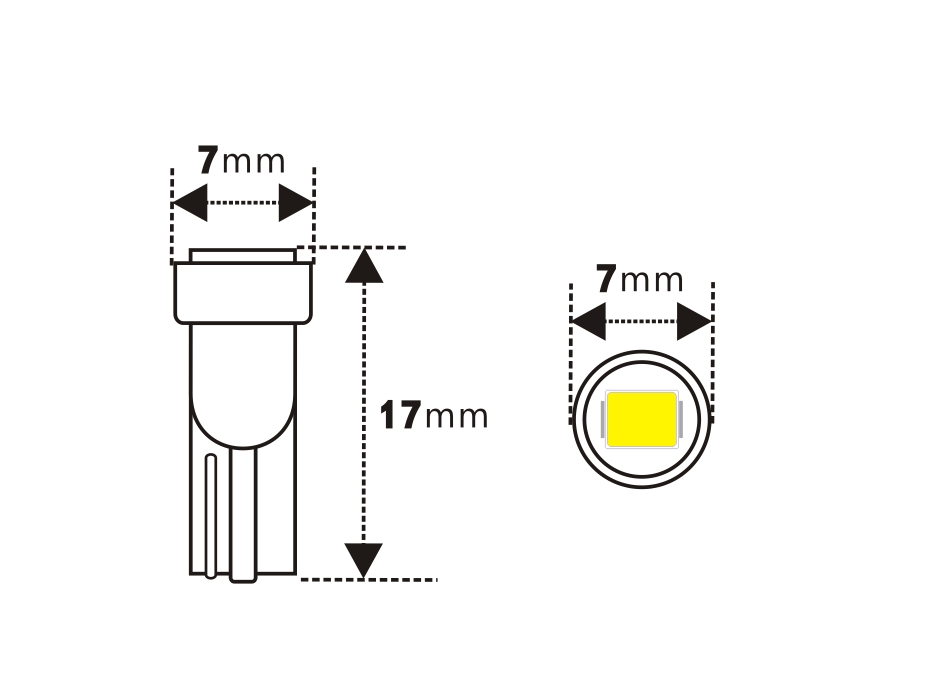 Miniature Wedge T5 3528 SMD LED Bulb T1-3/4 6 VDC